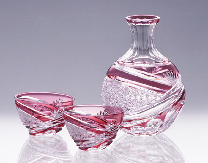 Kagami Crystal Edo Kiriko Glass Red 2708