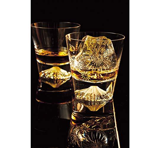 Bicchiere da whisky Tajima Glass Edo Glass Mt. Fuji in scatola di legno (luna e fuochi d'artificio)