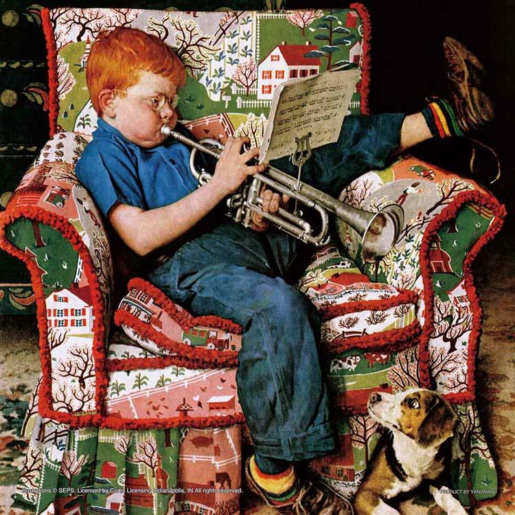 jigsaw-puzzle-trumpet-practice-norman-rockwell-306-pieces-yam-36-06-yanoman-1