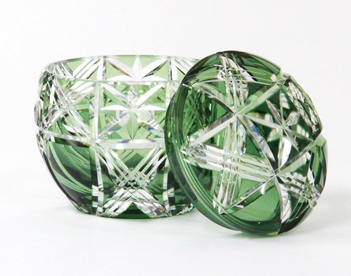 Kagami Crystal Edo Kiriko Ornament Green EL103-1887-CGR