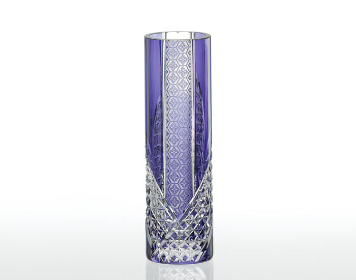 Kagami Crystal Edo Kiriko Vase סגול F489-2625-CMP