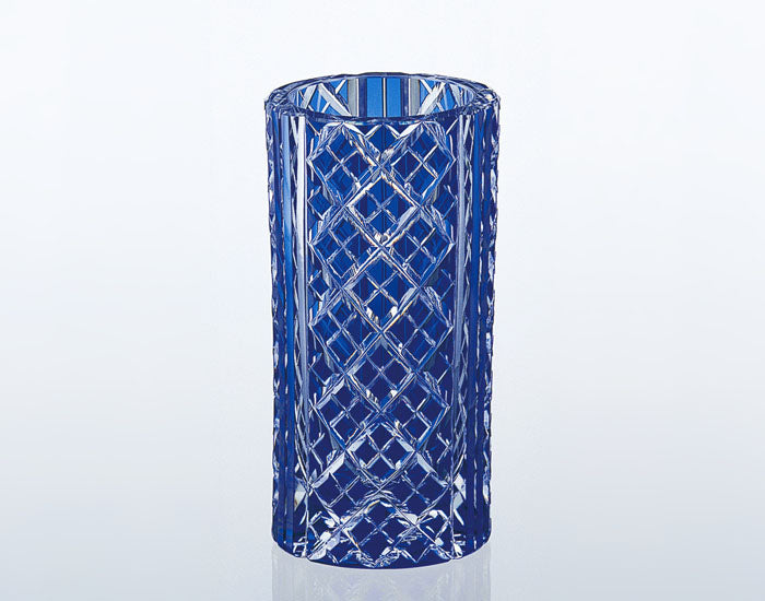 Kagami Crystal Edo Kiriko Vase Blue F672-1844-CCB