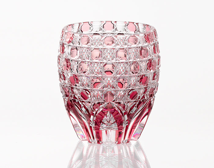 Kagami Crystal Edo Kiriko Rocks Glass Red Saika T792-3012-CAU