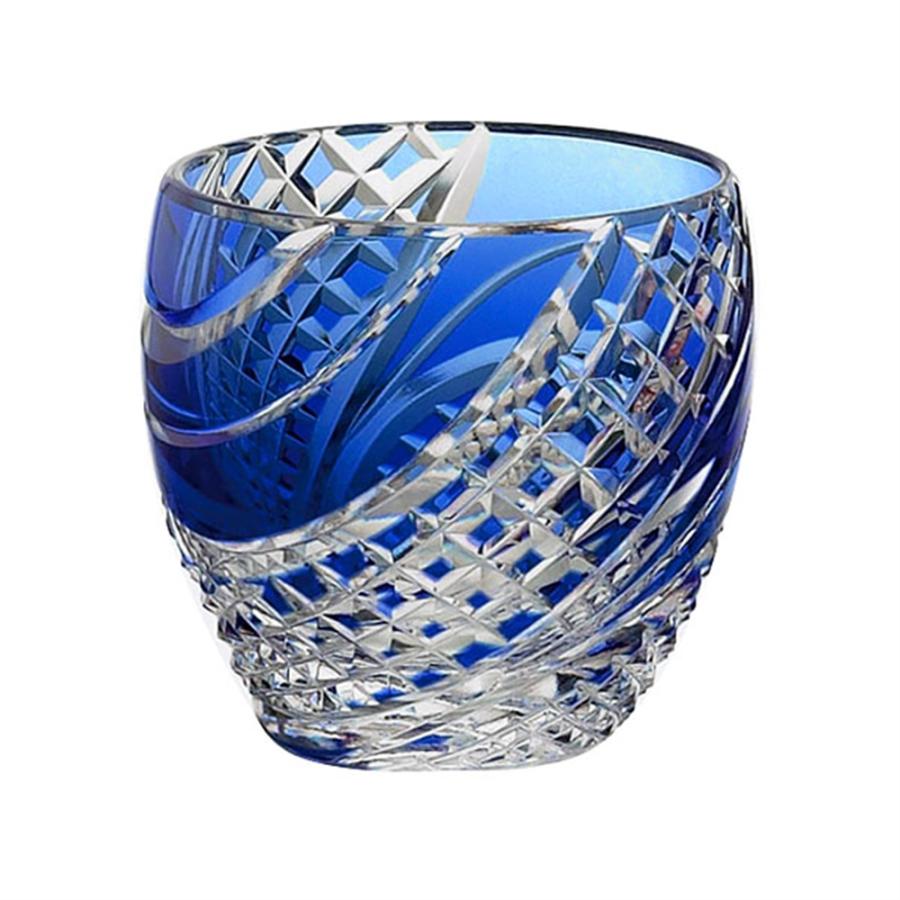 Kagami Crystal Edo Kiriko Glass Blue T535-2044-CCB