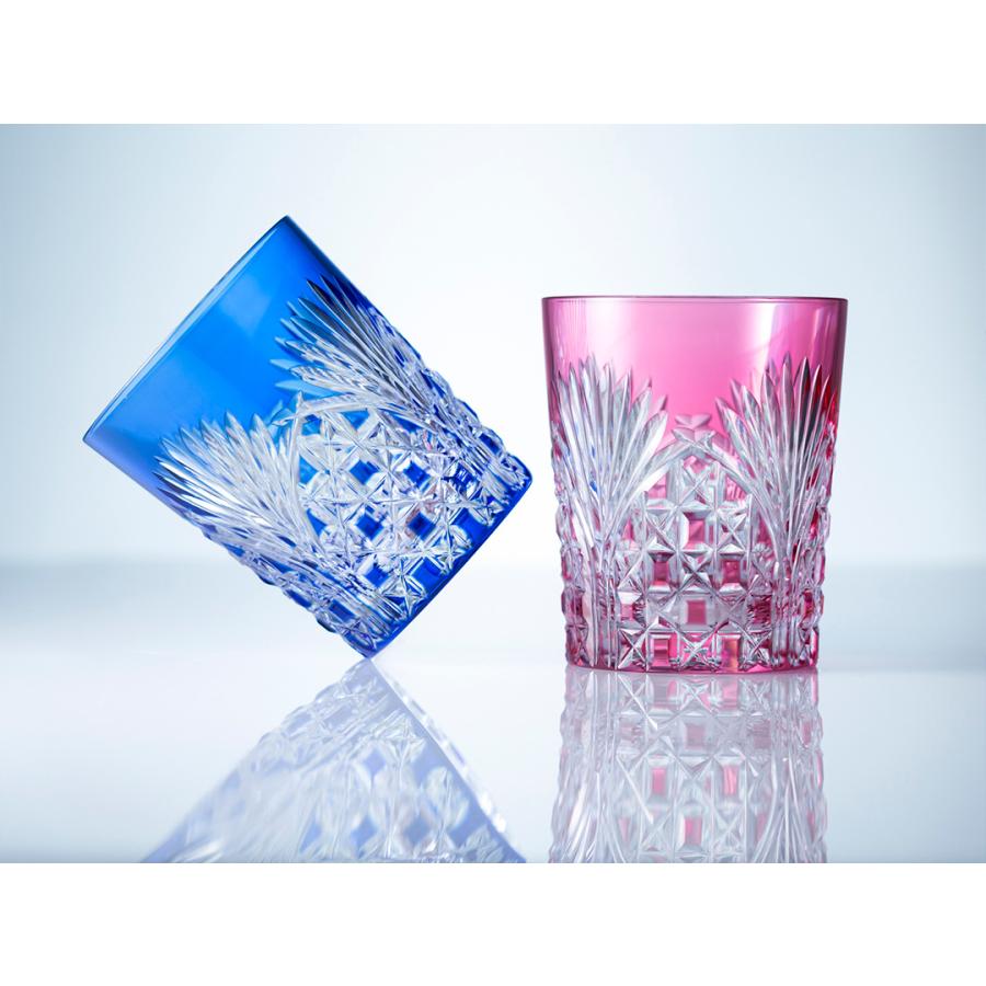 Kagami Crystal Edo Kiriko Glass Red Blue TPS370-2943-AB