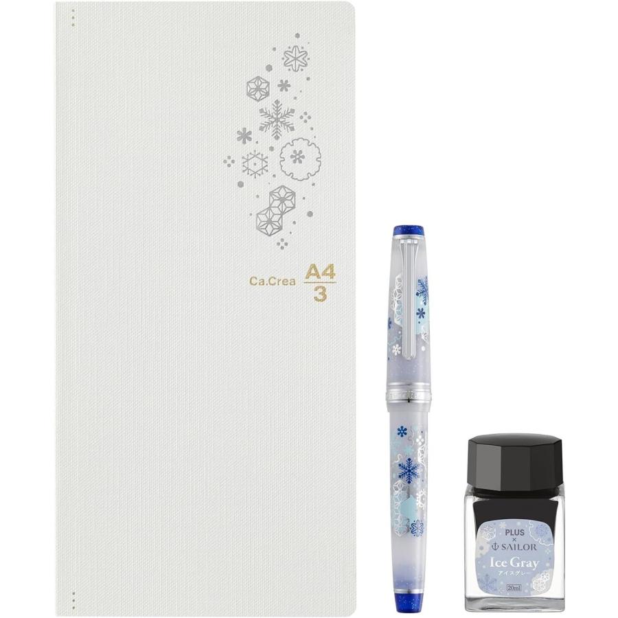 Sailor Fountain Pen Ka.Crie Premium Cloth x Professional Gear Slim First Snow Set Extra Fine (EF) 10-8827-110