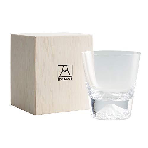 Tajima Glass Edo Glass Mt. Fuji Rocks Glass Clear in Wooden Box