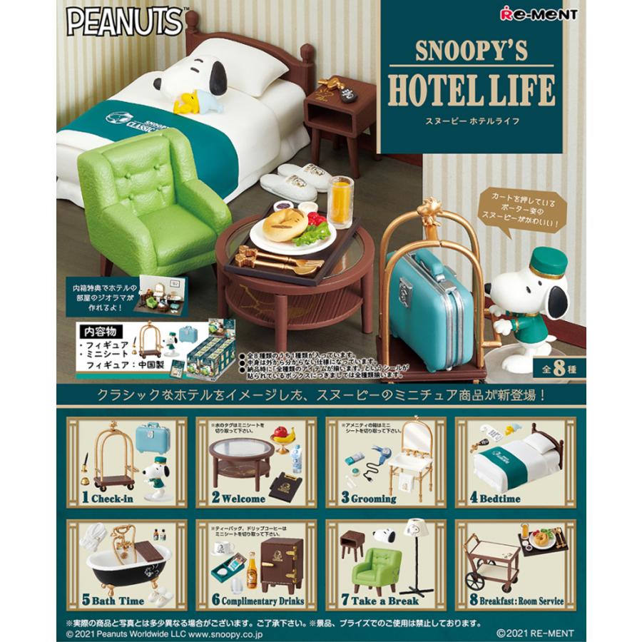 Les produits Re-ment Peanuts SNOOPY'S HOTEL LIFE BOX totalisent 8 types